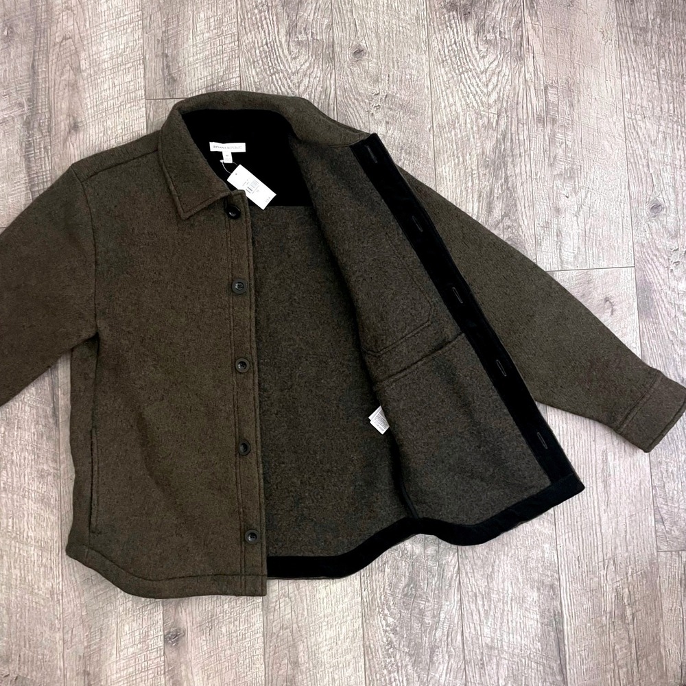 Banana Republic Mens 100% Wool Shirt Jacket Olive Green Shacket Medium NWT - Picture 4 of 9